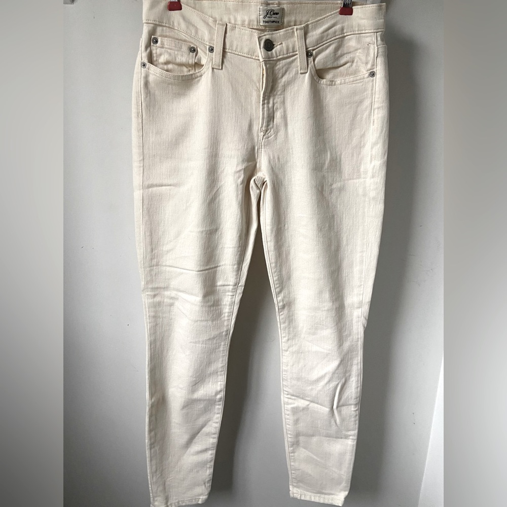 J. Crew Toothpick High Rise Skinny Jeans Size 28 Off-White/Cream